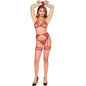 LEG AVENUE - 89362 TOP + STRING + STRUMPFGÜRTEL + HANDSCHELLEN SET SCHWARZ - EINE GRÖSSE