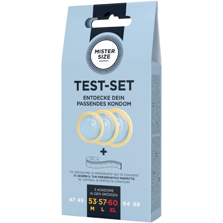 MISTER SIZE - TESTSET MIT 3 KONDOMEN IN VERSCHIEDENEN GRÖSSEN + MASSBAND