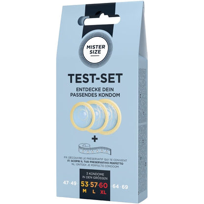 MISTER SIZE - TESTSET MIT 3 KONDOMEN IN VERSCHIEDENEN GRÖSSEN + MASSBAND