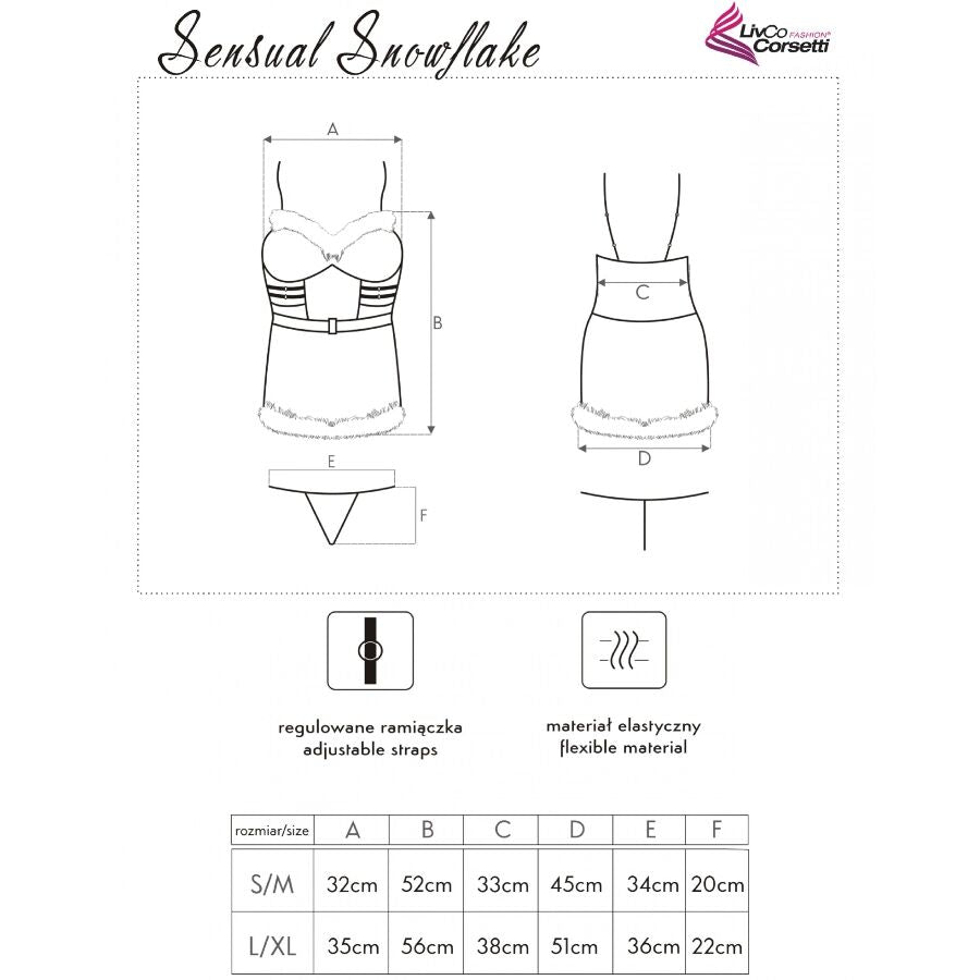 LIVCO CORSETTI FASHION - SENSUAL SNOWFLAKE LC 90603 WEIHNACHTS-CHEMISE + STRING + HAARBAND S/M