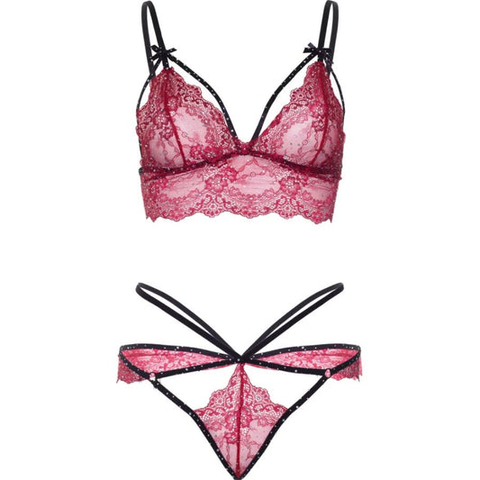 LEG AVENUE - 81623 BH + STRING-SET, BURGUNDERROT, GRÖSSE S