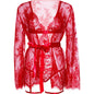 LEG AVENUE - 86123 TEDDY- UND STRUMPFBAND-BADEMANTEL-SET, ROT, GRÖSSE S