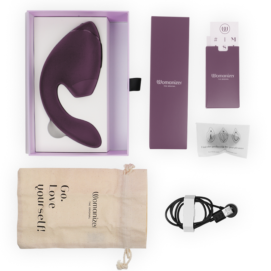 WOMANIZER - DUO NEXT DOPPELTER KLITORIS- & G-PUNKT-STIMULATOR DUNKELLILA