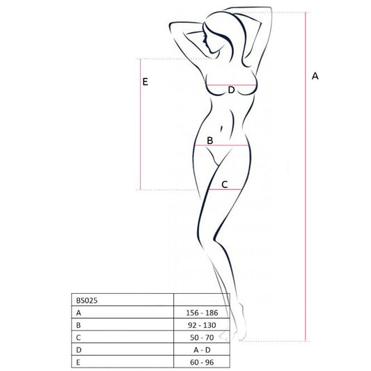 PASSION - WOMAN BS025 BODYSTOCKING WEISSER KLEIDSTIL EINE GRÖSSE