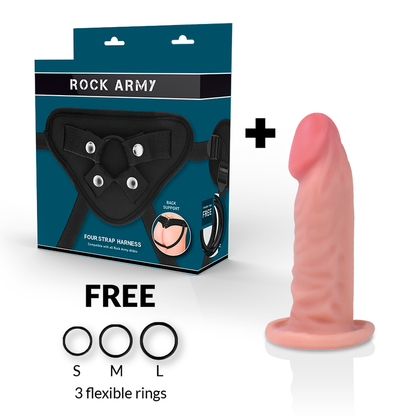 ROCKARMY - GURT + DUAL DENSITY TIGER REALISTISCHER DILDO 14 CM -O- 4.46 CM